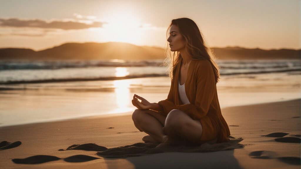 mujer meditando plenamente
