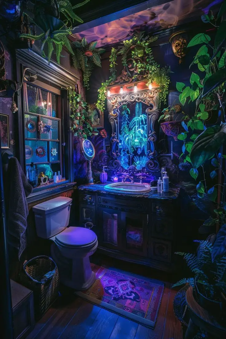 🌙 +20 Gothic Witchy Bathroom Ideas for a Dark, Elegant Look