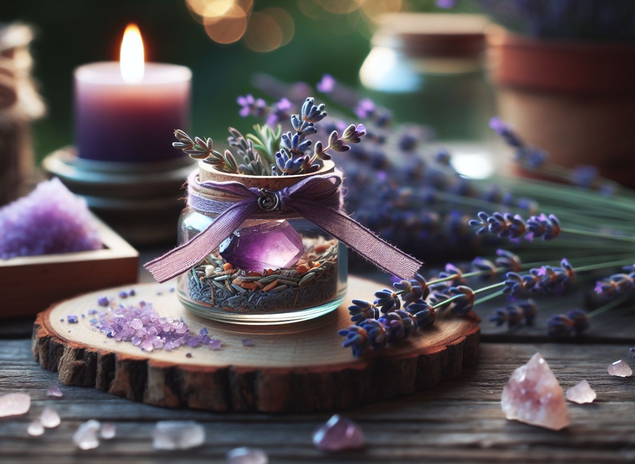 spell jar with amethyst
