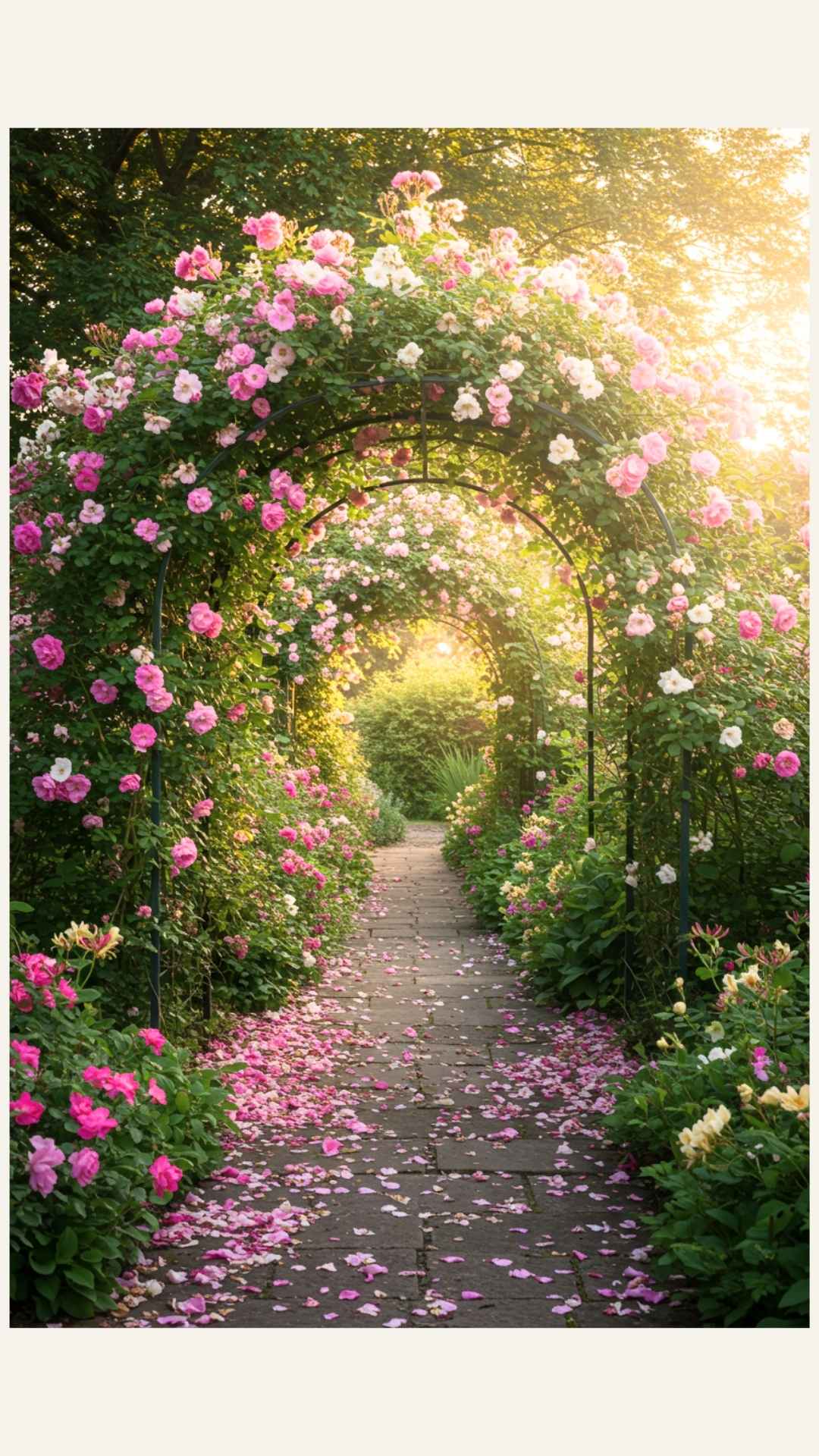 Overgrown Archway of Wild Roses and Honeysuckle