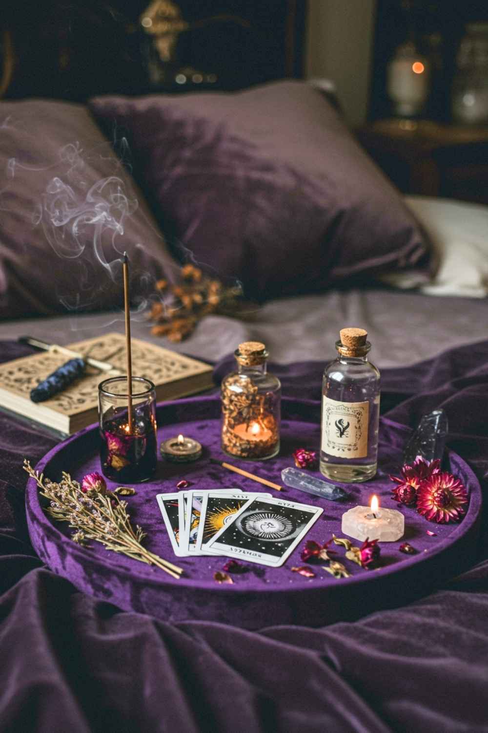 Witch’s Altar on a Purple Velvet Tray