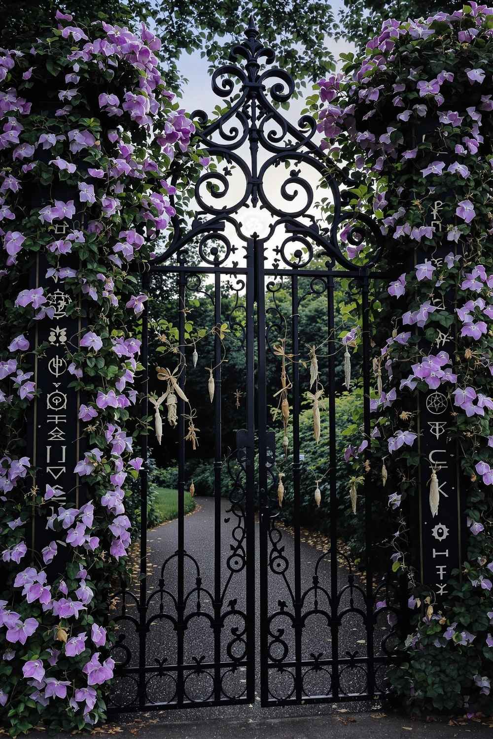 Wrought Iron Fence with Sigils: Boundaries with Meaning
