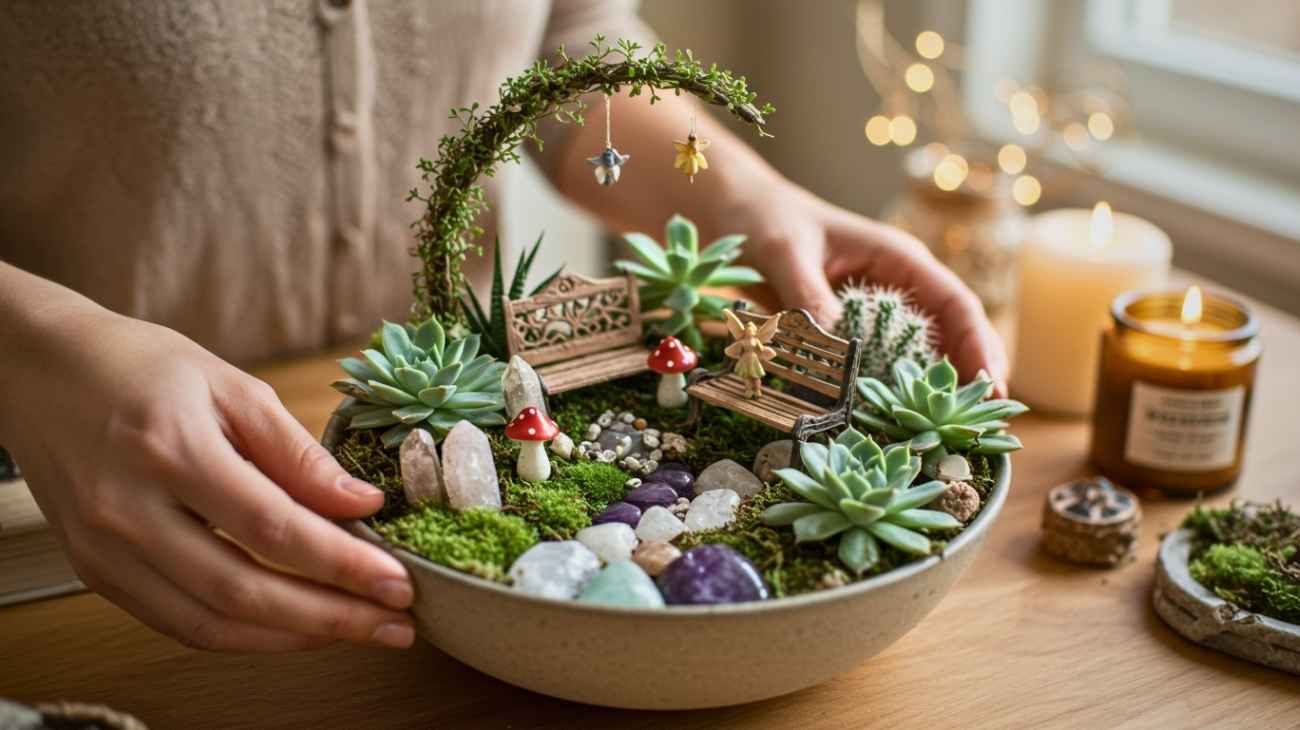 succulent fairy garden DIY only took 30 minutes to make!